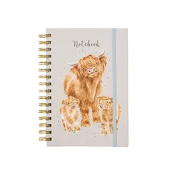 Kroužkový blok Wrendale Designs "Highland Coo", A5, 90 l., linkovaný - Krávy