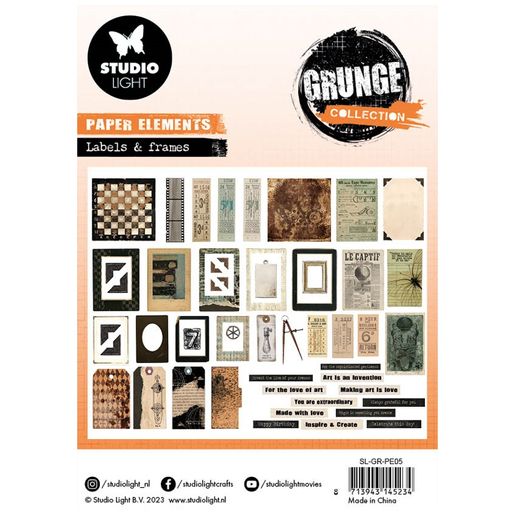 Papírové výseky Studio Light "Grunge", 53 ks - Lístky, rámečky, nápisy