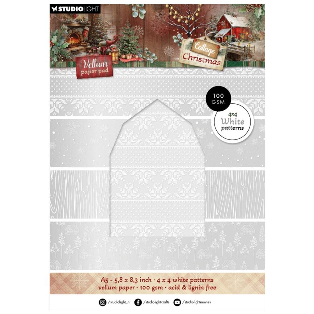 Studio Light Pergamenové papíry Studio Light "Cottage Christmas", A5, 16 l. - Vánoce na chatě