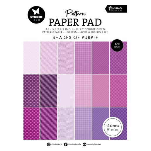 Blok vzorovaných papírů Studio Light, A5, 36 l. - odstíny fialové