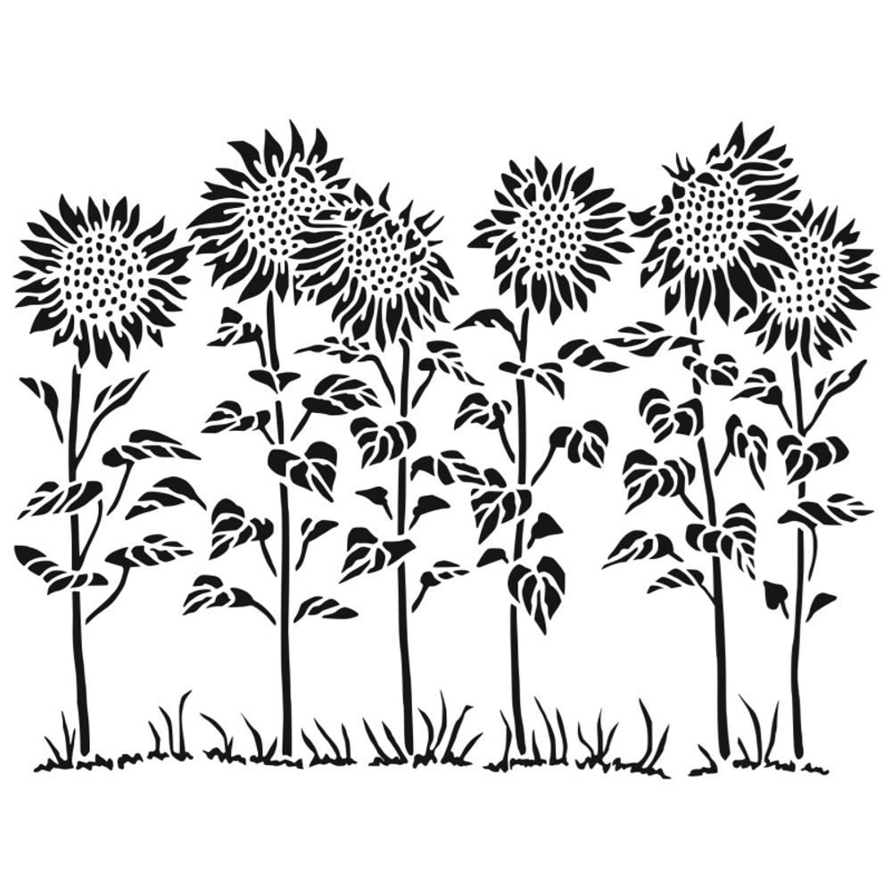 Levně The Crafter´s Workshop Šablona TCW - Sunflower Meadow - VYBERTE VELIKOST - Šablona TCW 12"x12" (30,5x30,5 cm) - Sunflower Meadow