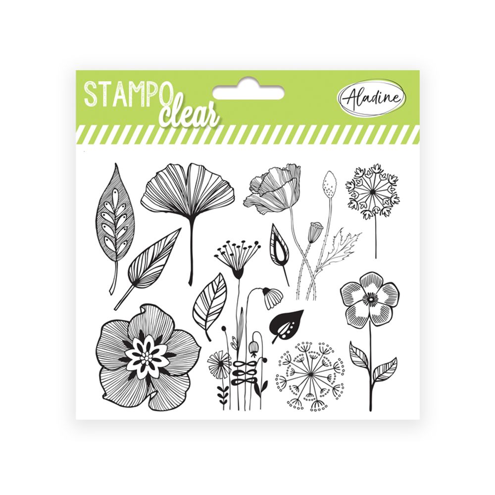 Aladine Gelová razítka Aladine Stampo Clear, 12 ks - Kytičky a vlčí máky