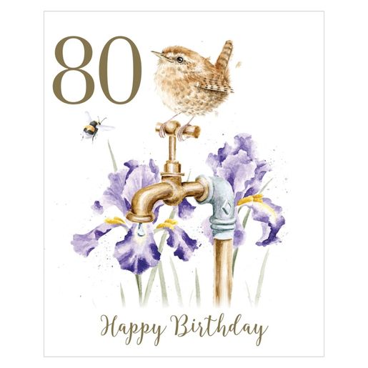 Narozeninové přání Wrendale Designs "80 The Gardener’s Song" - Střízlík