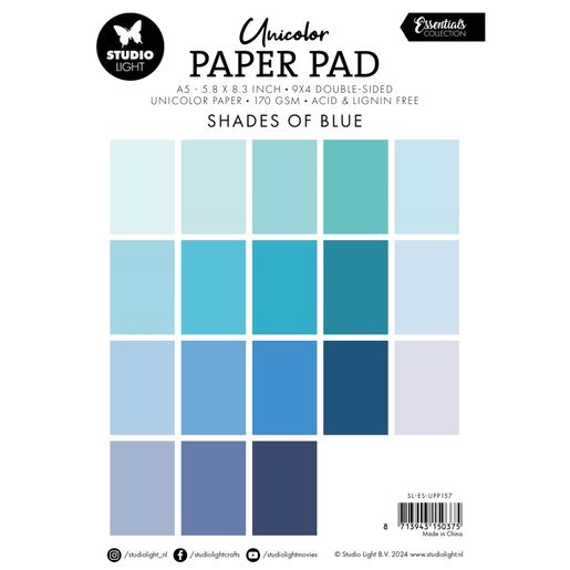 Blok barevných papírů Studio Light, A5, 36 l. - odstíny modré