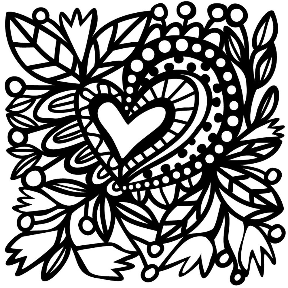 Levně The Crafter´s Workshop Šablona TCW - Botanical Heart - VYBERTE VELIKOST - Šablona TCW 6"x6" (15,2x15,2 cm) - Botanical Heart