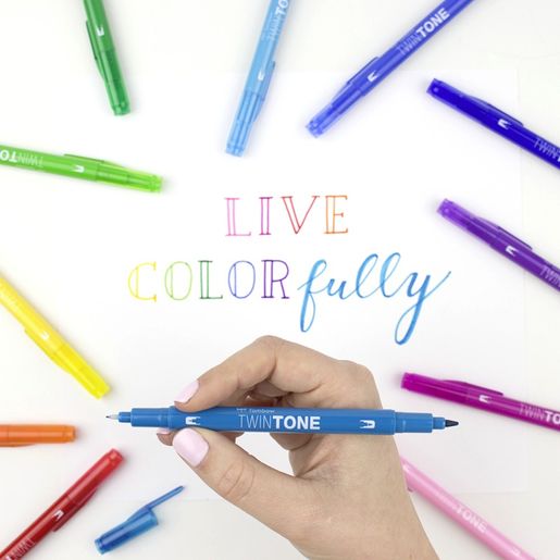 Sada oboustranných fixů Tombow TwinTone - 12 ks, zářivé barvy