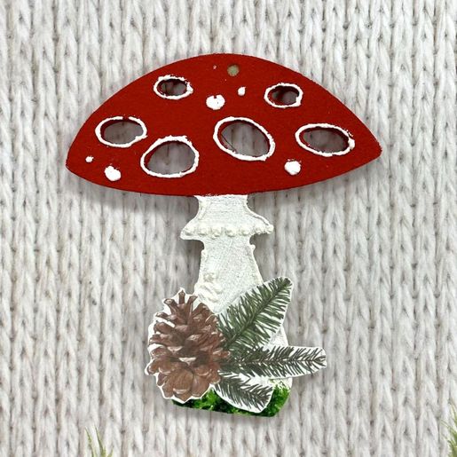 Dřevěný výřez k dekoraci Gomille, závěsný, 10x11 cm - Houba