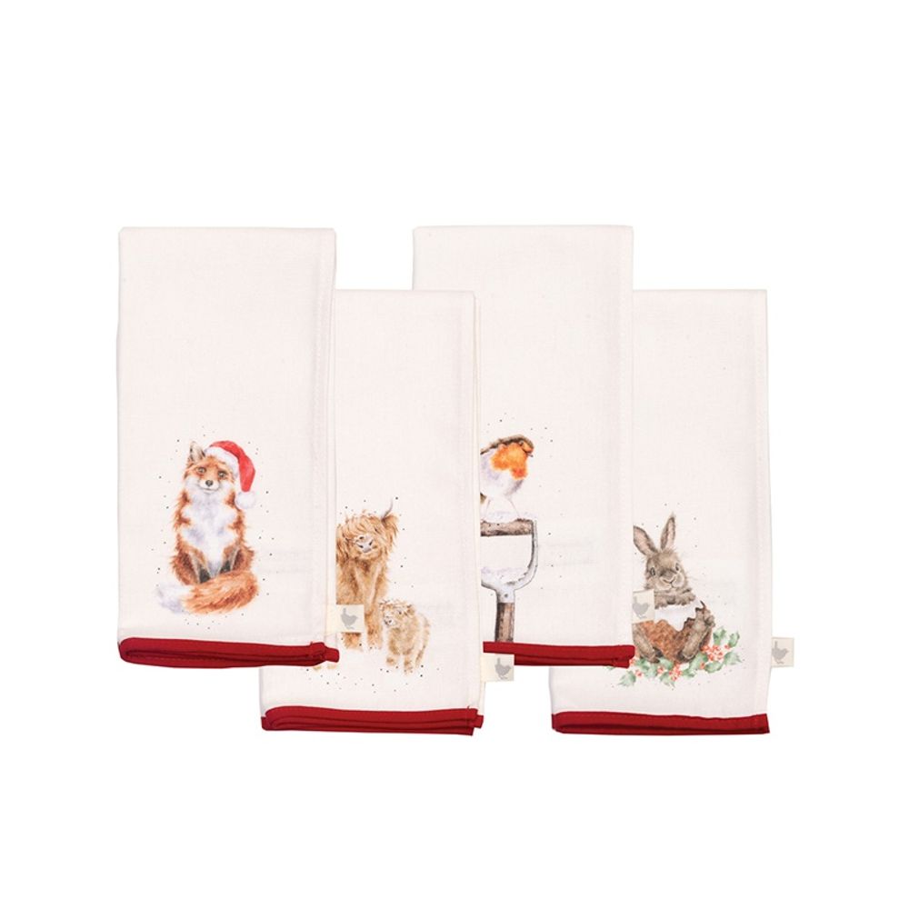 Wrendale Designs Látkové ubrousky Wrendale Designs "Winter Woodland", 4 ks - Vánoční zvířátka