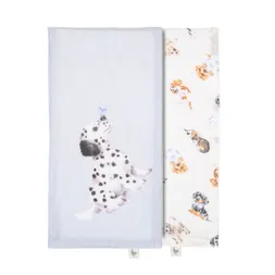 Mušelínové plenky Wrendale Designs "Little Paws", 2 ks - Štěňátka