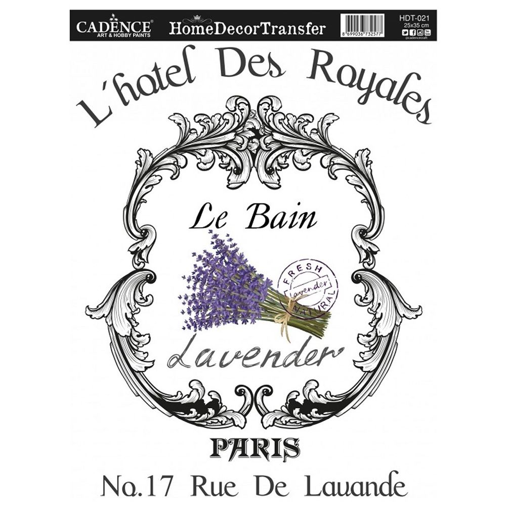 Levně Cadence Transferový obrázek Cadence Home Deco, 25x35 cm - Levandule