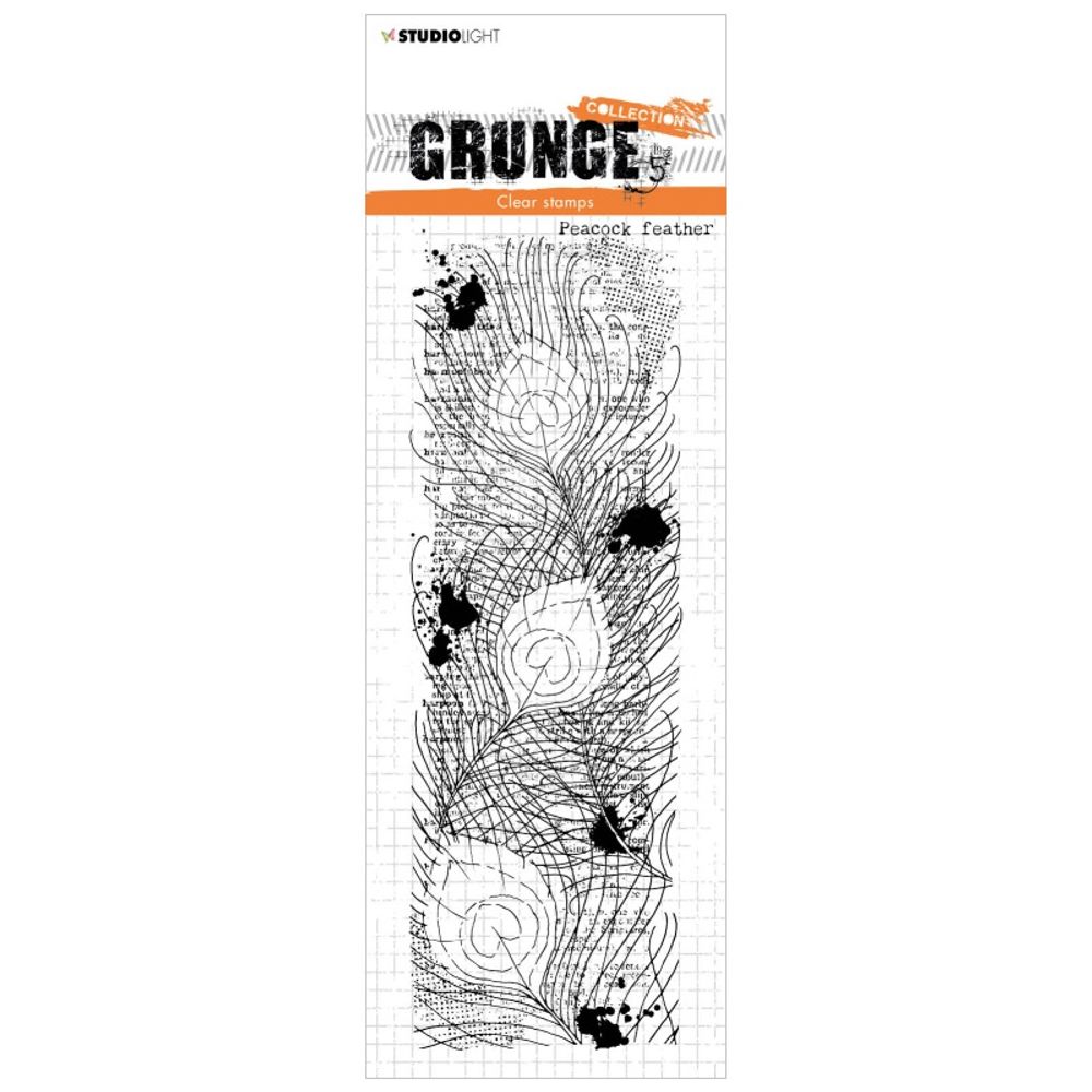 Studio Light Gelové razítko Studio Light "Grunge", 21x7,4 cm - Paví pera