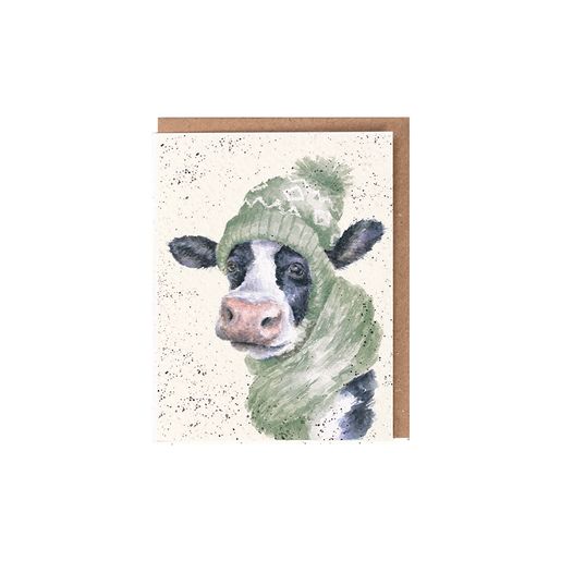 Dárková kartička Wrendale Designs "Mooo-rry Christmas" - Kráva v čepici