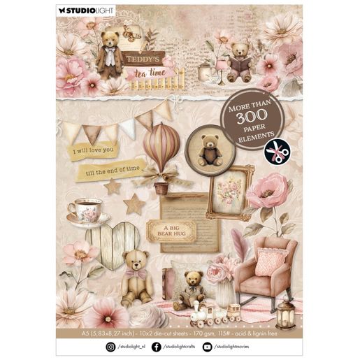 Blok s papírovými výseky Studio Light "Teddy