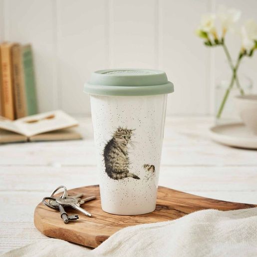 Porcelánový cestovní hrnek Wrendale Designs "Cat and Mouse", 0,31 l - Kočka a myš