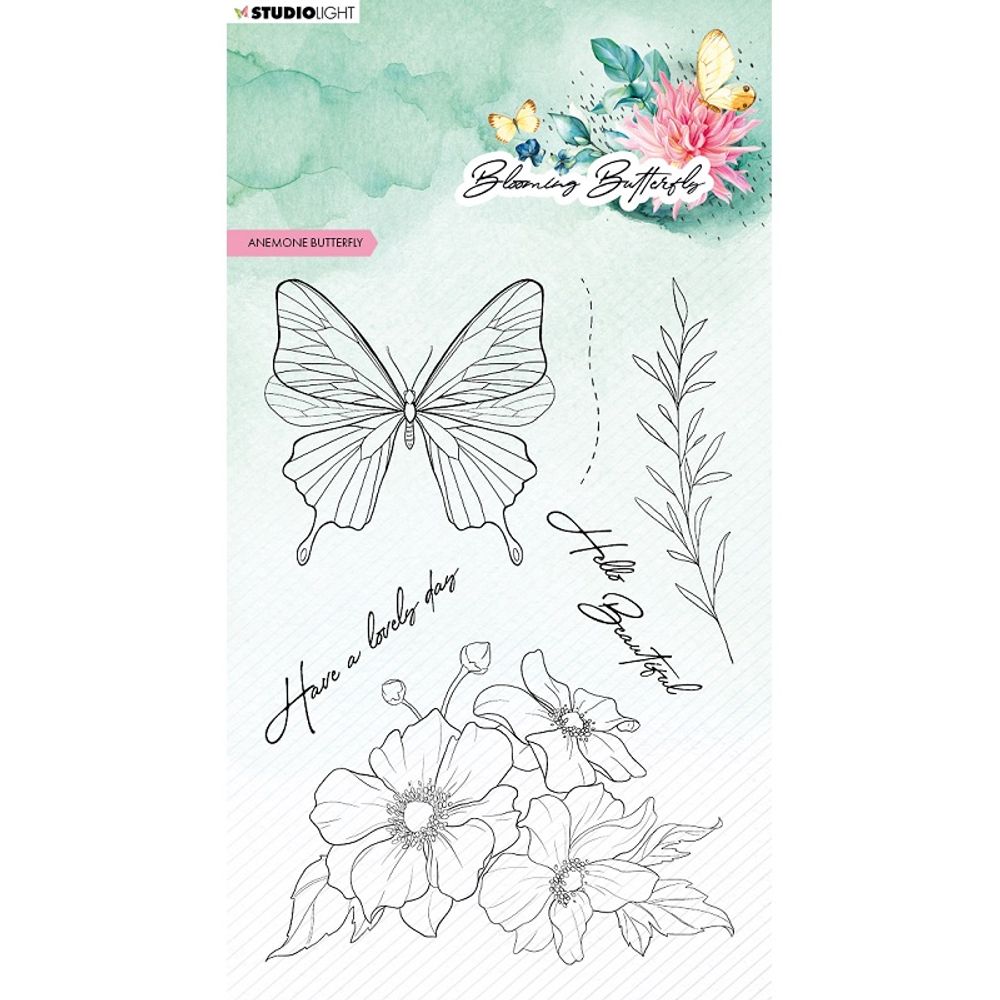 Levně Studio Light Gelová razítka Studio Light "Blooming Butterfly", 6 ks - Sasanka