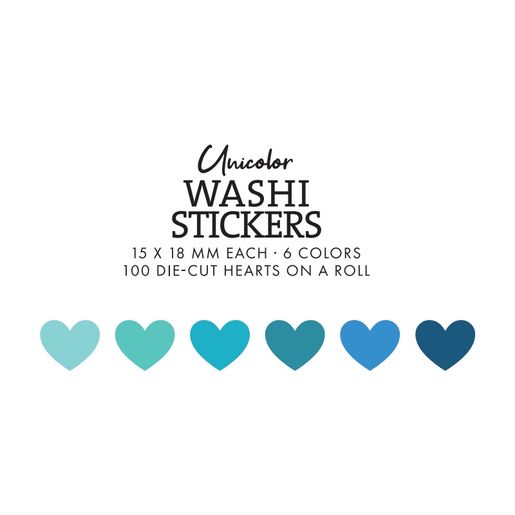 Washi samolepky Studio Light, 100 ks - Modrá srdíčka