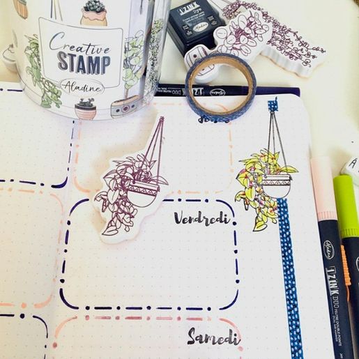 Razítka Aladine Creative Stamp, 21 ks - Pokojové rostliny