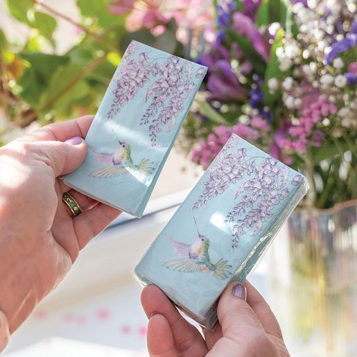 Papírové kapesníky Wrendale Designs "Wisteria Wishes", 10 ks - Kolibřík