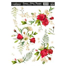 Transferový obrázek na textil Cadence, 25x35 cm - Růže a lilie