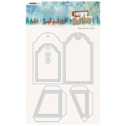 Vyřezávací šablony Studio Light "Let it Snow, 12 ks - Otevírací visačka