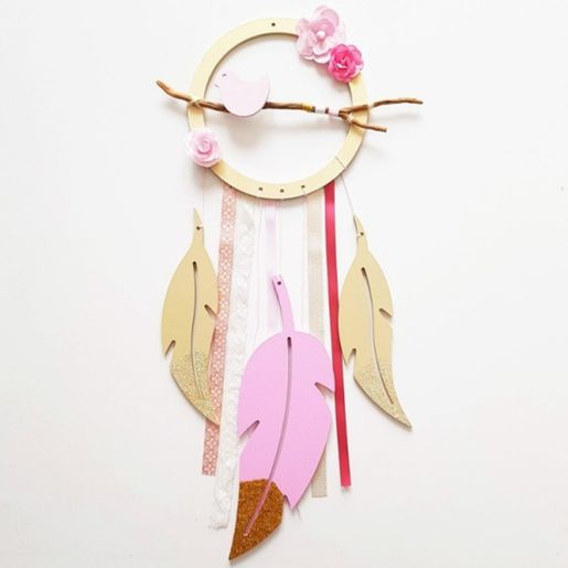Dřevěný výřez k dekoraci Gomille, závěsný, 18 cm - Lapač snů, velký