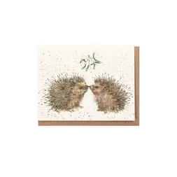 Dárková kartička Wrendale Designs "Hogs and Kisses" - Ježci, vánoční