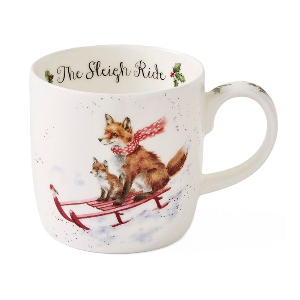 Royal Worcester Vánoční porcelánový hrnek Wrendale Designs "Sleigh Ride", 0,31 l - Lišky