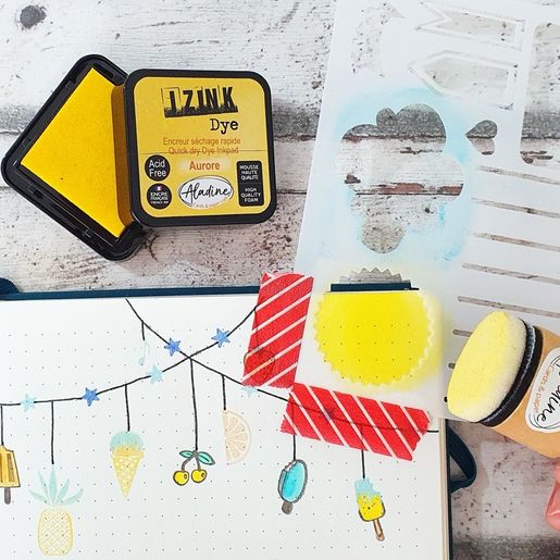 Razítkovací polštářek Aladine Izink Dye - aurore, žlutý