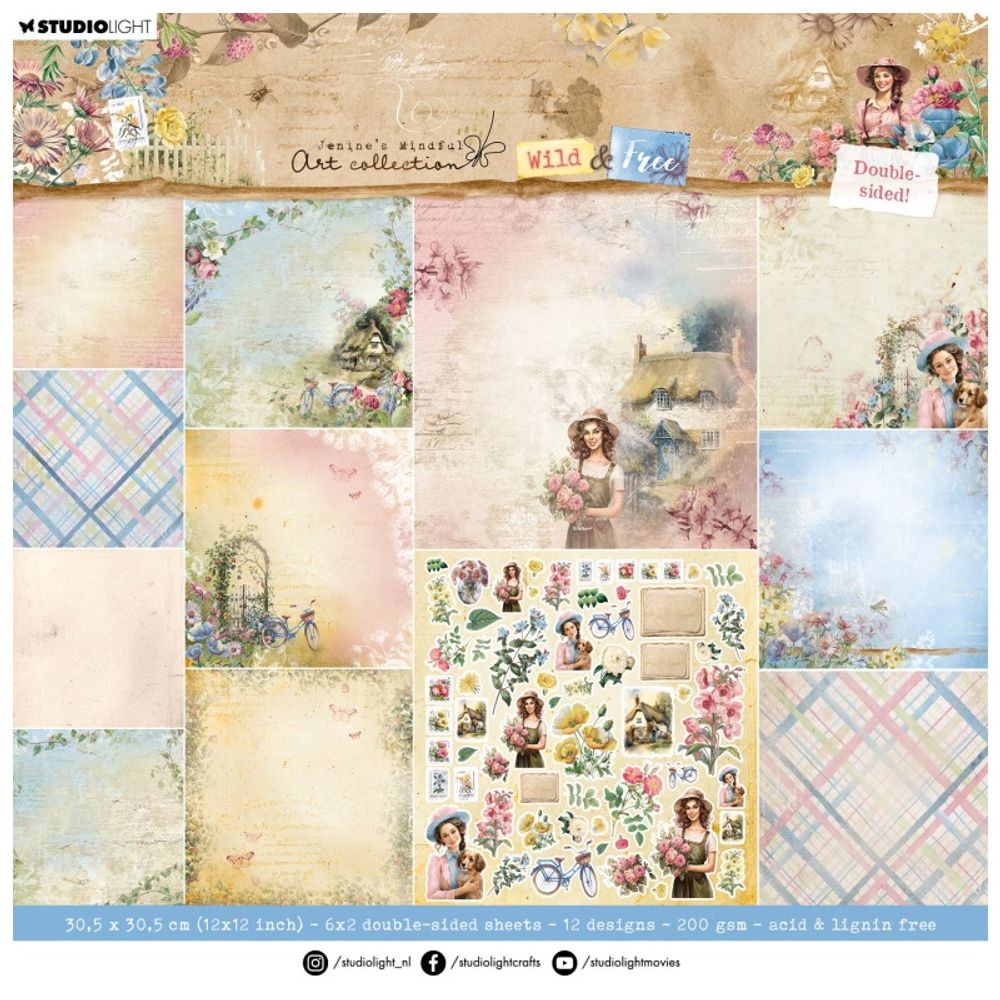 Levně Studio Light Scrapbookový blok Studio Light "Wild & Free", 30,5x30,5 cm, 12 l.