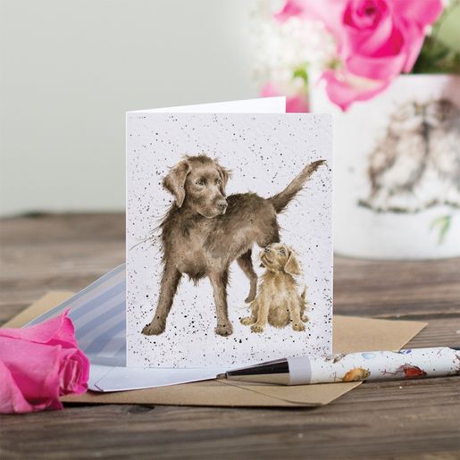 Dárková kartička Wrendale Designs "Puppy Love" - Psi, labradoři