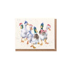 Dárková kartička Wrendale Designs "All Wrapped Up" - Kachny, vánoční