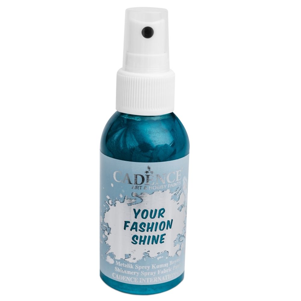 Levně Cadence Perleťová barva na textil Cadence Your Fashion Shine, 100 ml - VYBERTE ODSTÍN - Perleťová barva na textil ve spreji Cadence Your Fashion Shine, 100 ml - petrolejová modrá