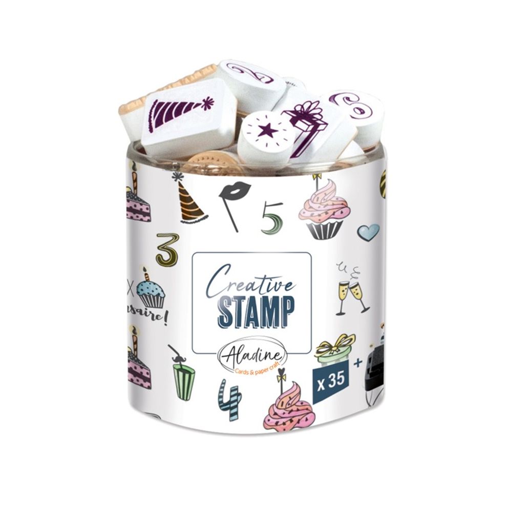 Levně Aladine Razítka Aladine Creative Stamp, 35 ks - Narozeniny