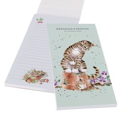 Nákupní seznam s magnetem Wrendale Designs "Hide and Squeak" - Kočka a myš