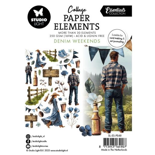 Papírové výseky Studio Light "Denim Weekends", 36 ks - Víkend v džínech
