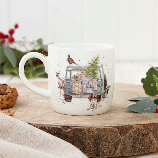Vánoční porcelánový hrnek Wrendale Designs "Driving Home for Christmas", 0,31 l - Pejsci