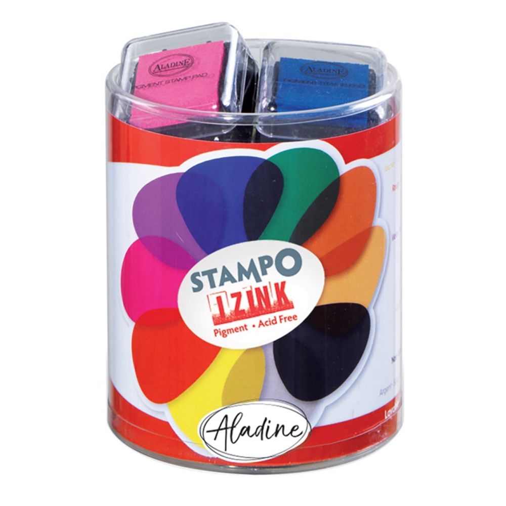 Levně Aladine Razítkovací polštářky Aladine Stampo Izink Pigment, 10 ks - základní barvy