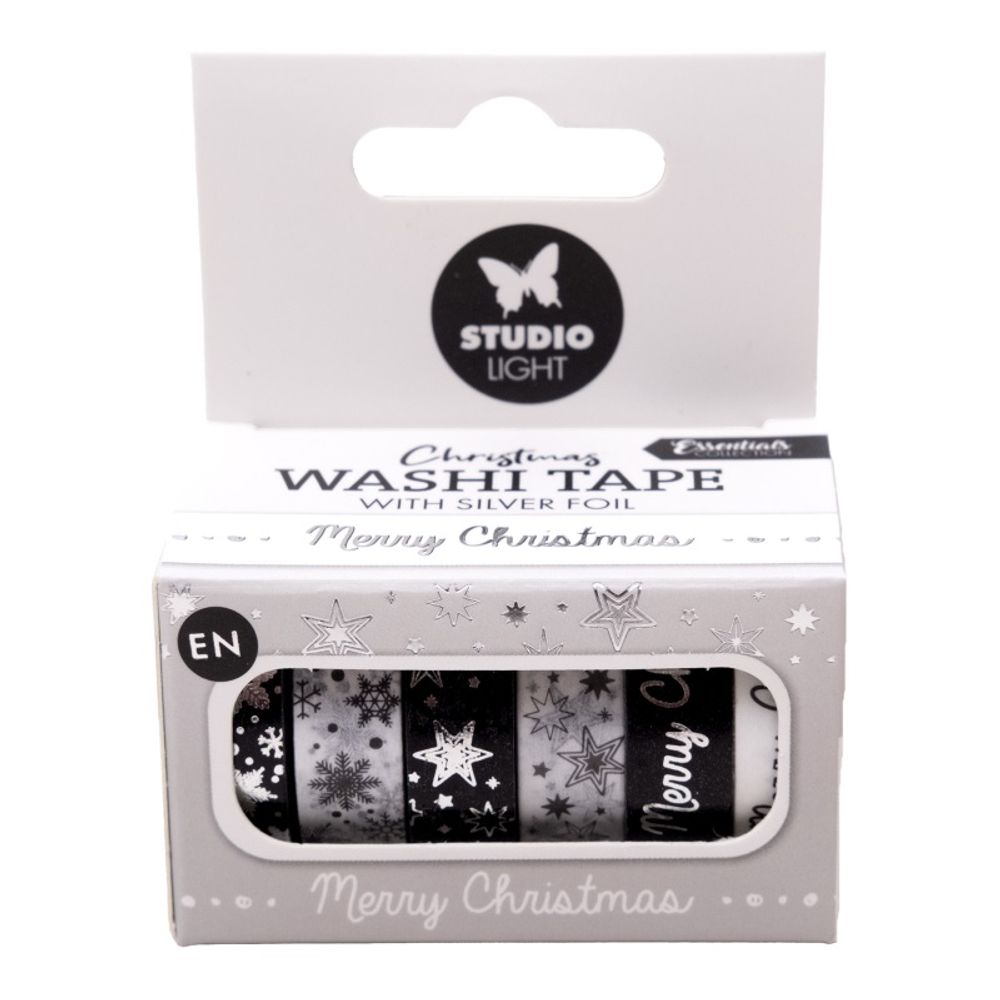 Washi pásky Studio Light, 6 ks - Stříbrné Vánoce Aladine