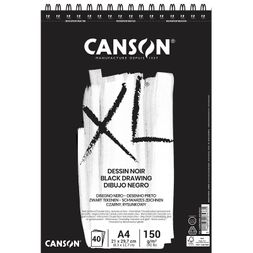Skicák Canson XL Black, A4, 40 archů - černý