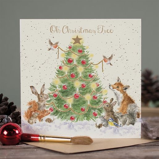 Přání Wrendale Designs "Oh Christmas Tree", 15x15 cm - Vánoční stromek