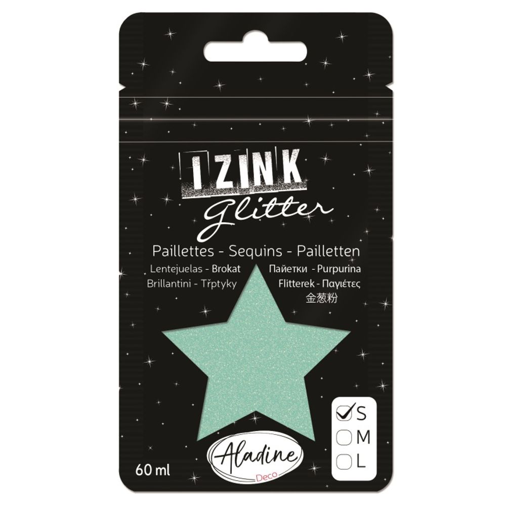 Izink Glitter, třpytky mentolová zelená, 60 ml - velikost S Aladine