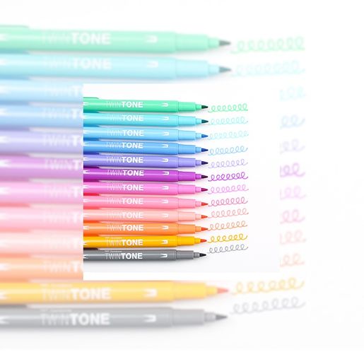 Sada oboustranných fixů Tombow TwinTone - 12 ks, pastelové barvy