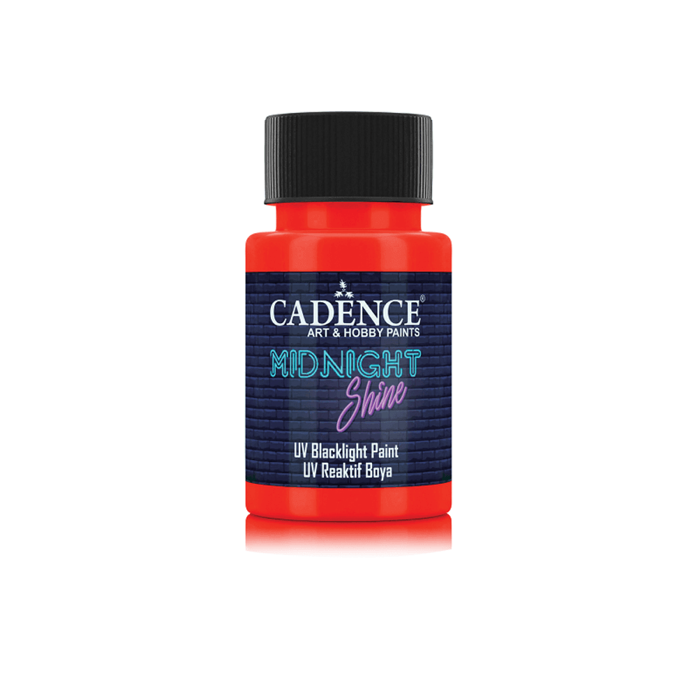 Levně Cadence Svíticí UV barva na textil Cadence Midnight Shine, 50 ml - VYBERTE ODSTÍN - Svítící UV barva na textil Cadence Midnight Shine, 50 ml - orange red, oranžovočervená