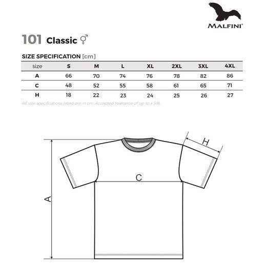 Tričko unisex Malfini Classic, vel. S - bílé