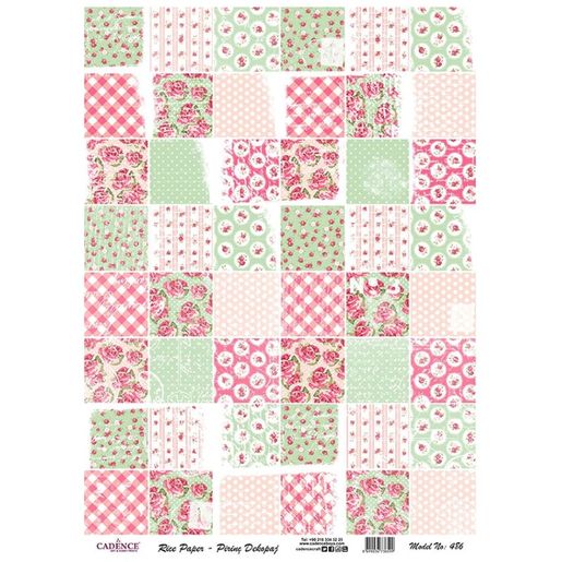 Rýžový papír Cadence, A4 - Růžový patchwork