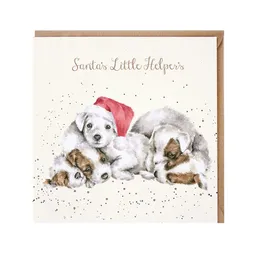 Přání Wrendale Designs "Santa's Little Helpers", 15x15 cm - Pejsci, vánoční