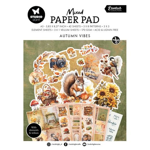 Kreativní blok Studio Light Mixed Paper Pad, A5, 42 l. - Podzimní nálada