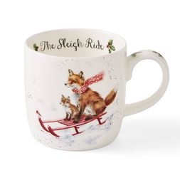 Vánoční porcelánový hrnek Wrendale Designs "Sleigh Ride", 0,31 l - Lišky