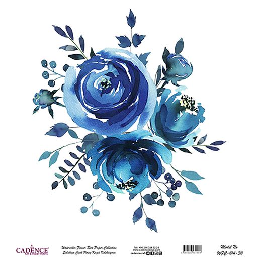 Rýžový papír Cadence v roli, 30 x 30 cm - Modré růže
