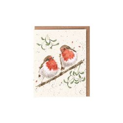 Dárková kartička Wrendale Designs "Mistletoe" - Červenky, vánoční